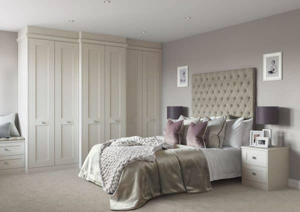 milton ivory fitted wardrobes with bed